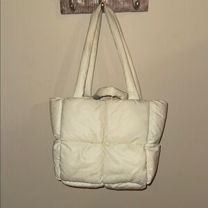 Cream Quilted Tote Bag